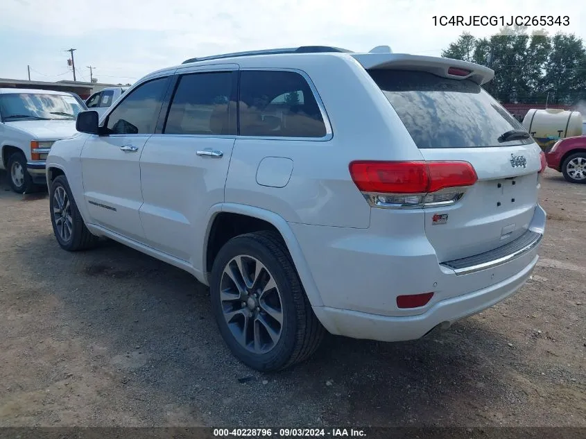 2018 Jeep Grand Cherokee Overland 4X2 VIN: 1C4RJECG1JC265343 Lot: 40228796