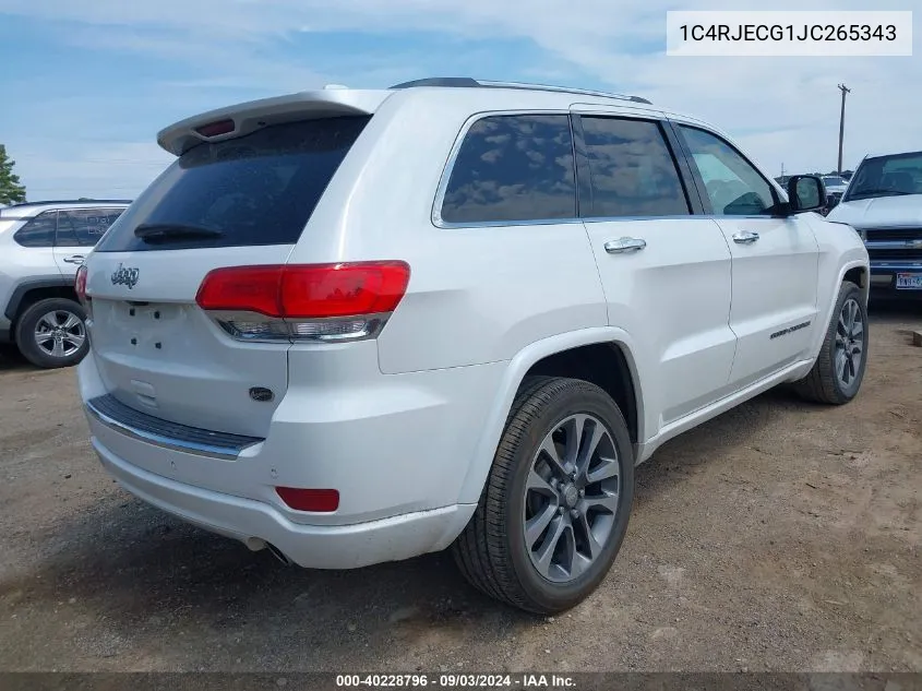 1C4RJECG1JC265343 2018 Jeep Grand Cherokee Overland 4X2