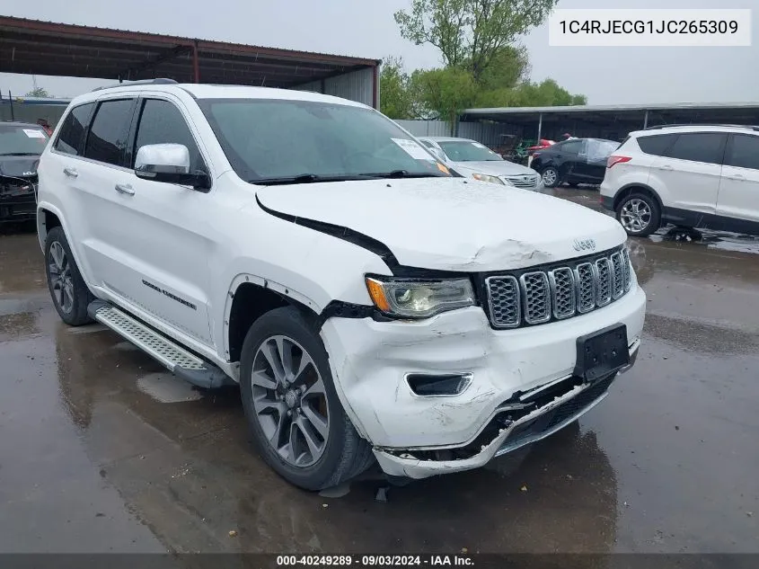 2018 Jeep Grand Cherokee Overland 4X2 VIN: 1C4RJECG1JC265309 Lot: 40249289