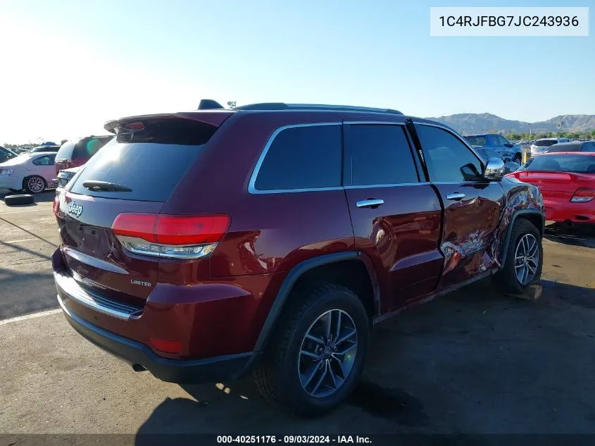 1C4RJFBG7JC243936 2018 Jeep Grand Cherokee Limited 4X4