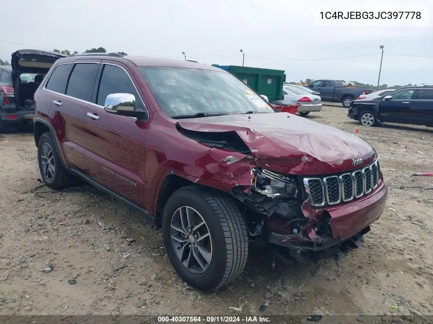 1C4RJEBG3JC397778 2018 Jeep Grand Cherokee Limited 4X2