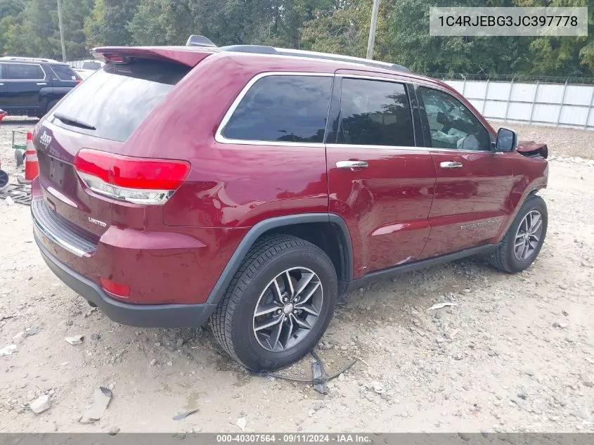 1C4RJEBG3JC397778 2018 Jeep Grand Cherokee Limited 4X2