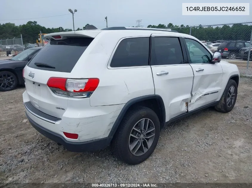 2018 Jeep Grand Cherokee Limited VIN: 1C4RJEBG5JC246652 Lot: 40326713