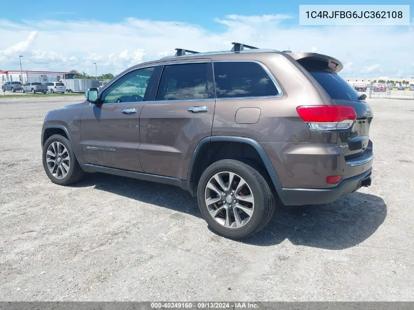 2018 Jeep Grand Cherokee Limited 4X4 VIN: 1C4RJFBG6JC362108 Lot: 40349160