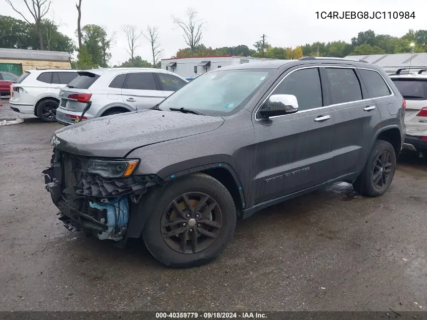 2018 Jeep Grand Cherokee Limited 4X2 VIN: 1C4RJEBG8JC110984 Lot: 40359779