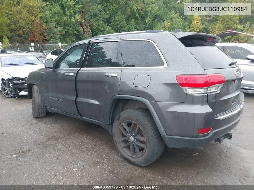 1C4RJEBG8JC110984 2018 Jeep Grand Cherokee Limited 4X2