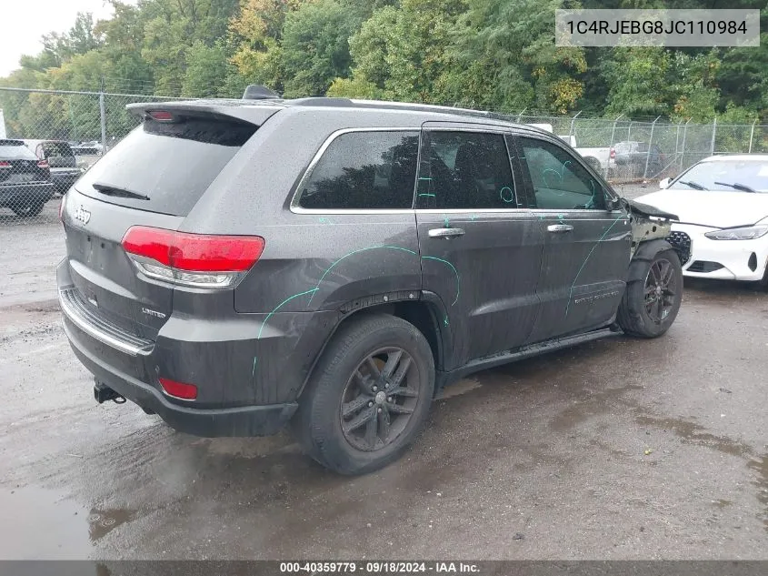 1C4RJEBG8JC110984 2018 Jeep Grand Cherokee Limited 4X2