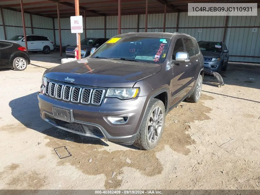 2018 Jeep Grand Cherokee Limited 4X2 VIN: 1C4RJEBG9JC110931 Lot: 40382409