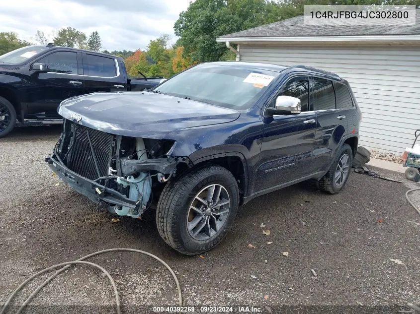 2018 Jeep Grand Cherokee Limited 4X4 VIN: 1C4RJFBG4JC302800 Lot: 40392269