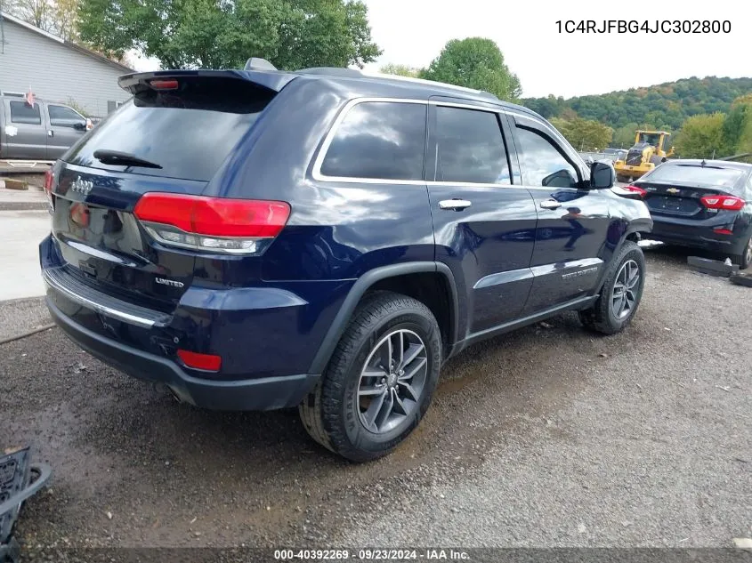 1C4RJFBG4JC302800 2018 Jeep Grand Cherokee Limited 4X4