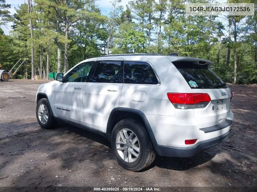 2018 Jeep Grand Cherokee Laredo E 4X2 VIN: 1C4RJEAG3JC172536 Lot: 40395025