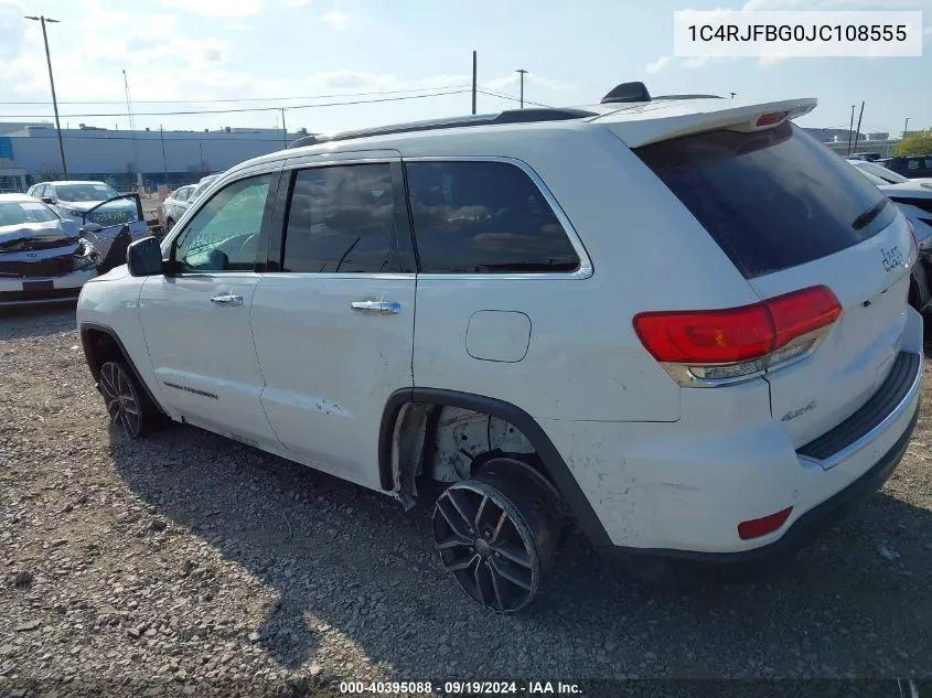 2018 Jeep Grand Cherokee Limited 4X4 VIN: 1C4RJFBG0JC108555 Lot: 40395088