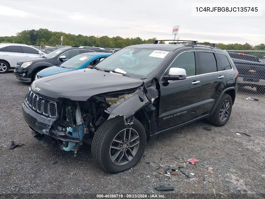 2018 Jeep Grand Cherokee Limited VIN: 1C4RJFBG8JC135745 Lot: 40398719