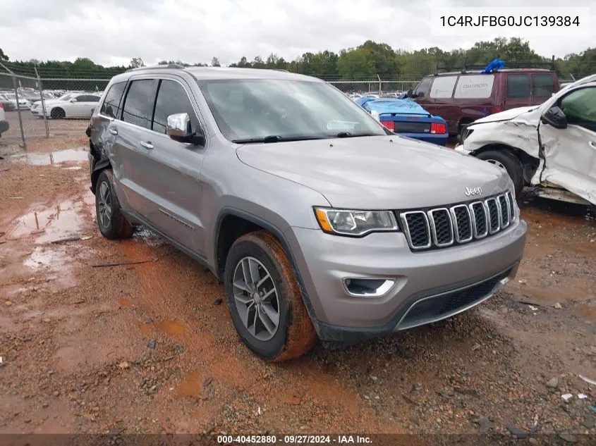 2018 Jeep Grand Cherokee Limited 4X4 VIN: 1C4RJFBG0JC139384 Lot: 40452880