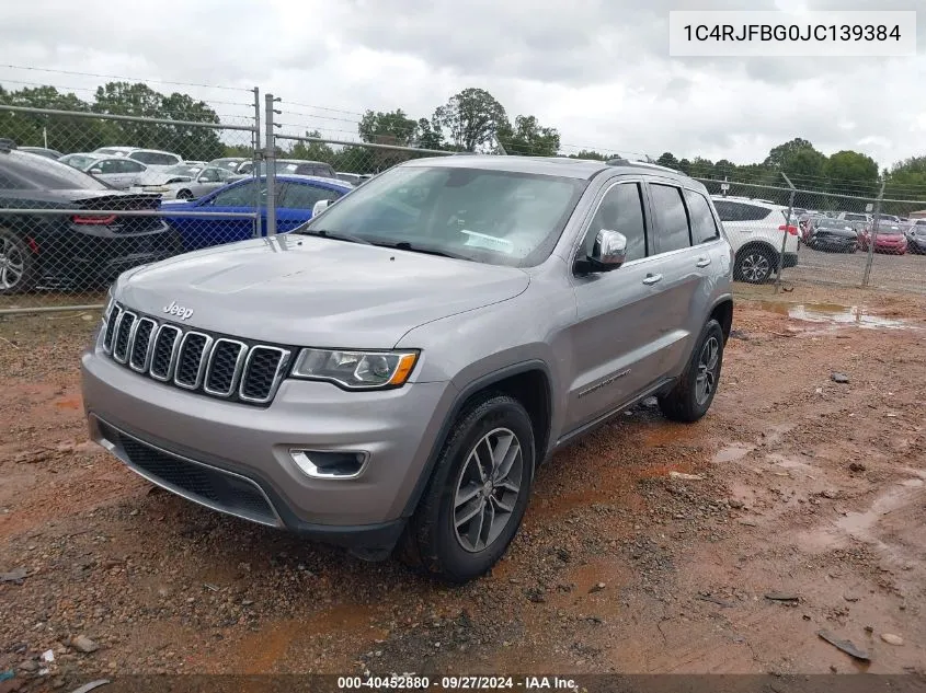 2018 Jeep Grand Cherokee Limited 4X4 VIN: 1C4RJFBG0JC139384 Lot: 40452880