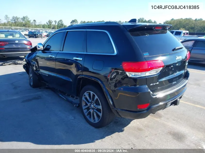 2018 Jeep Grand Cherokee Overland 4X4 VIN: 1C4RJFCG8JC418385 Lot: 40454835