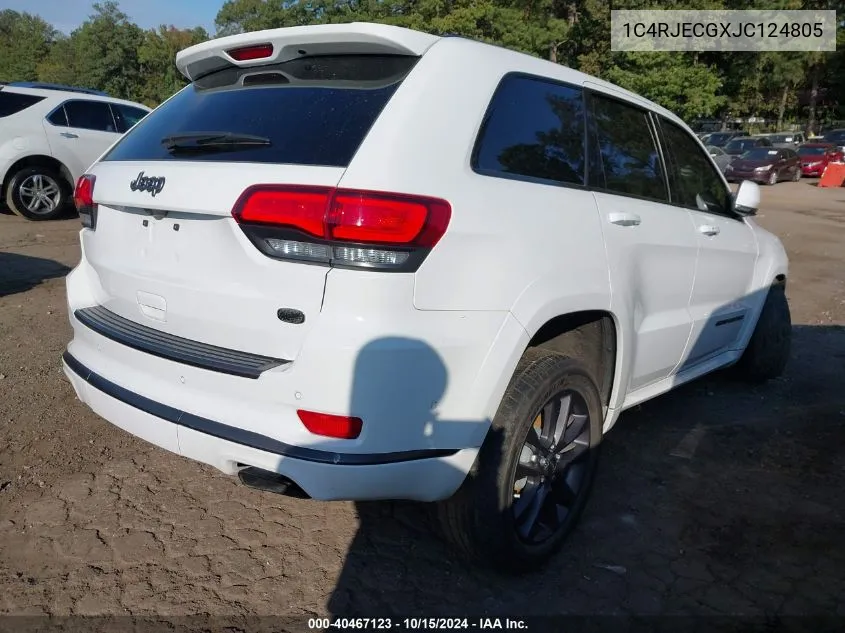 2018 Jeep Grand Cherokee High Altitude 4X2 VIN: 1C4RJECGXJC124805 Lot: 40467123