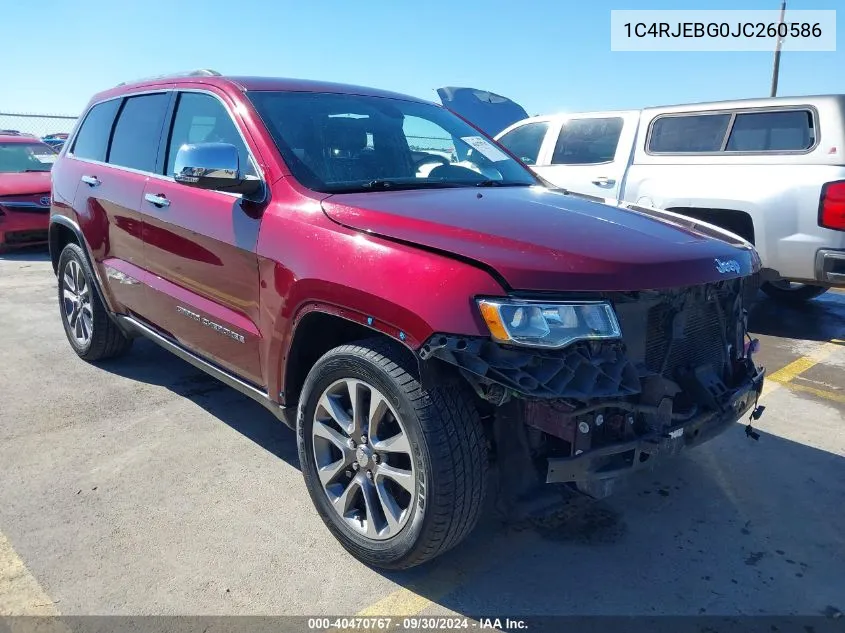 2018 Jeep Grand Cherokee Limited 4X2 VIN: 1C4RJEBG0JC260586 Lot: 40470767