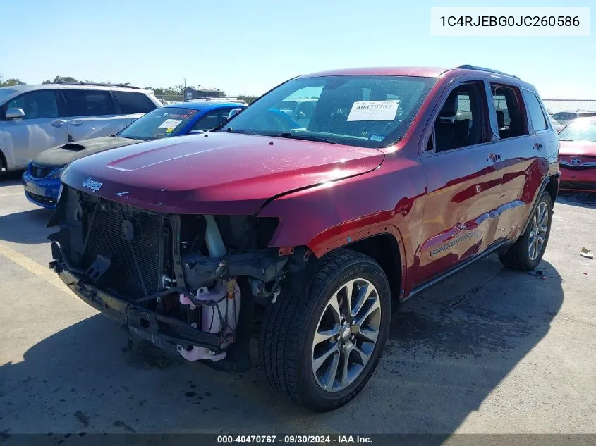 2018 Jeep Grand Cherokee Limited 4X2 VIN: 1C4RJEBG0JC260586 Lot: 40470767