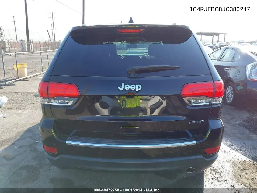 2018 Jeep Grand Cherokee Limited VIN: 1C4RJEBG8JC380247 Lot: 40472758