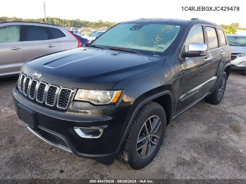 1C4RJEBGXJC429478 2018 Jeep Grand Cherokee Limited