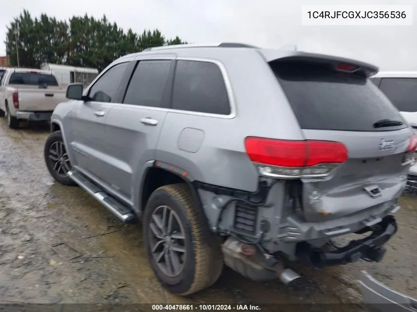 2018 Jeep Grand Cherokee Overland VIN: 1C4RJFCGXJC356536 Lot: 40478661