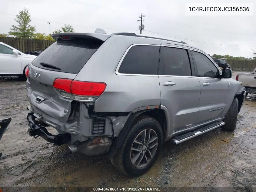 2018 Jeep Grand Cherokee Overland VIN: 1C4RJFCGXJC356536 Lot: 40478661