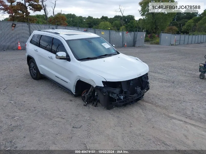 2018 Jeep Grand Cherokee Limited 4X4 VIN: 1C4RJFBG1JC478588 Lot: 40479151