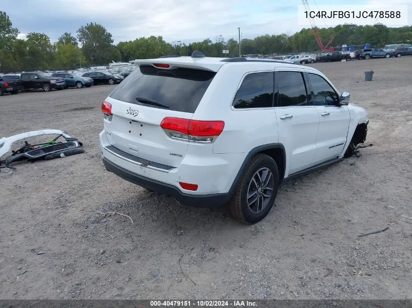 2018 Jeep Grand Cherokee Limited 4X4 VIN: 1C4RJFBG1JC478588 Lot: 40479151