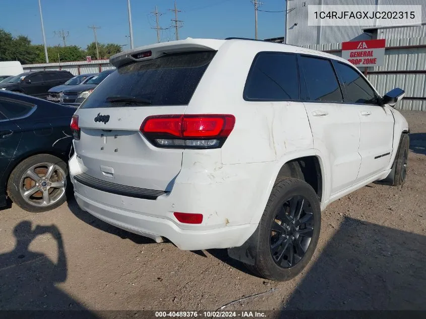 1C4RJFAGXJC202315 2018 Jeep Grand Cherokee Altitude 4X4