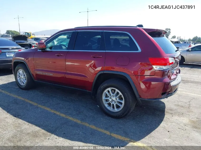 2018 Jeep Grand Cherokee Laredo 4X2 VIN: 1C4RJEAG1JC437891 Lot: 40490105