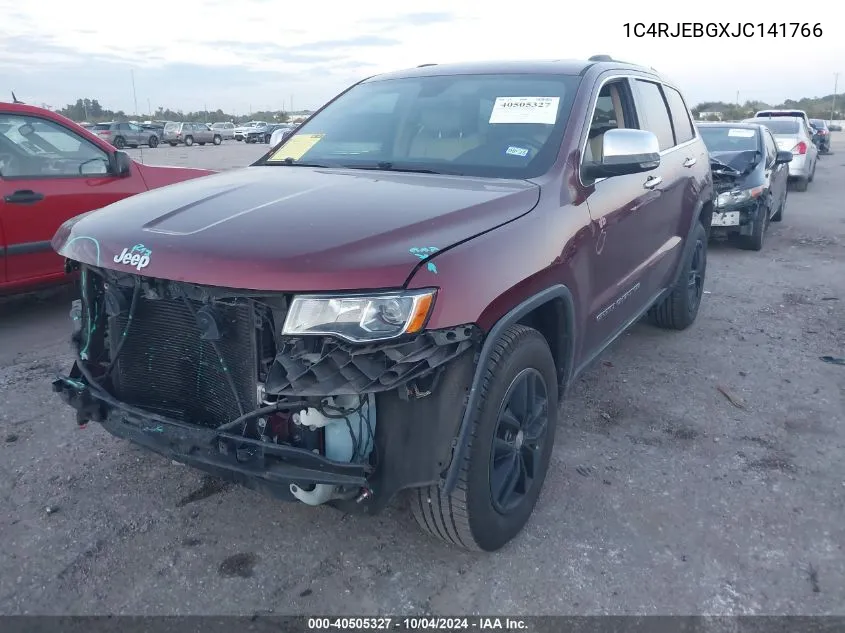 2018 Jeep Grand Cherokee Limited 4X2 VIN: 1C4RJEBGXJC141766 Lot: 40505327