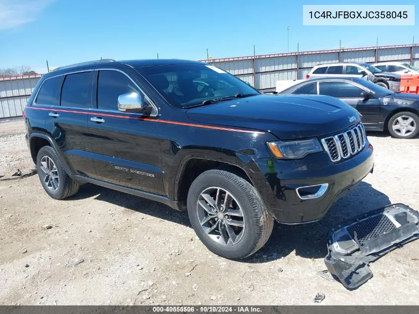 2018 Jeep Grand Cherokee Limited 4X4 VIN: 1C4RJFBGXJC358045 Lot: 40812275