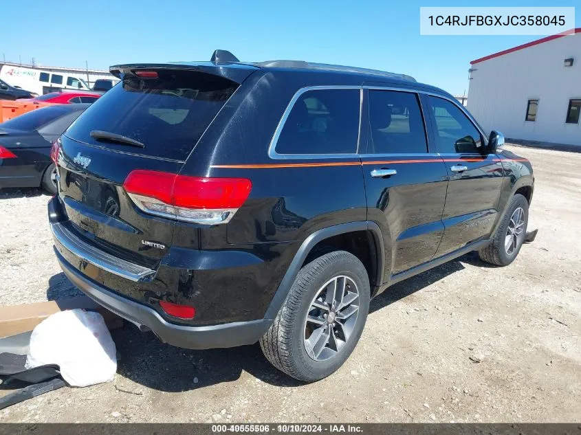 2018 Jeep Grand Cherokee Limited 4X4 VIN: 1C4RJFBGXJC358045 Lot: 40812275