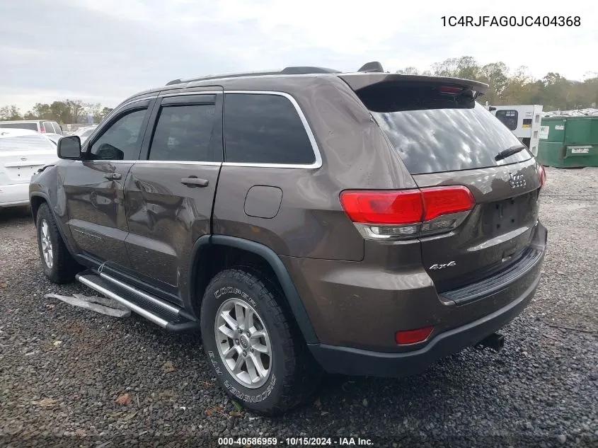 2018 Jeep Grand Cherokee Laredo E 4X4 VIN: 1C4RJFAG0JC404368 Lot: 40586959