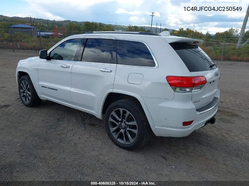 2018 Jeep Grand Cherokee Overland 4X4 VIN: 1C4RJFCG4JC250549 Lot: 40608325