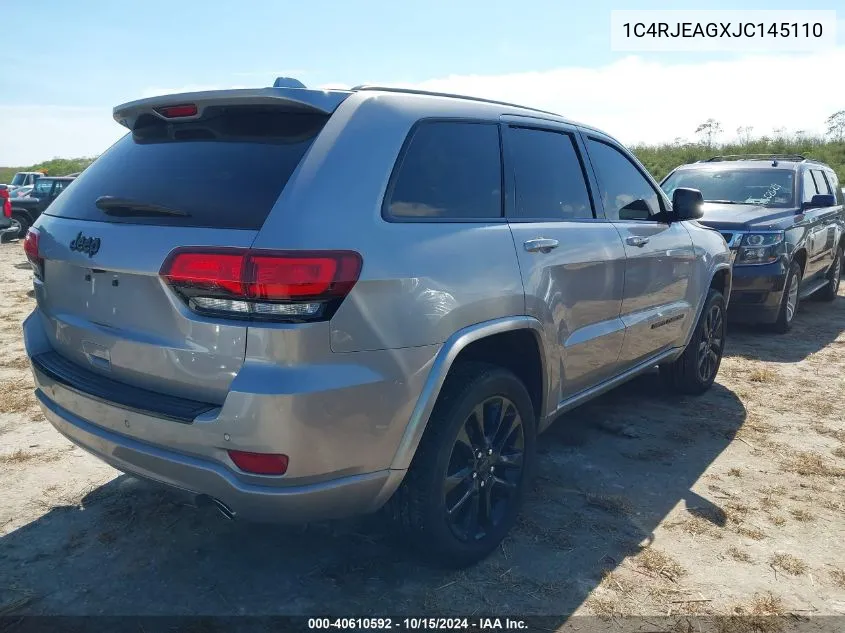 2018 Jeep Grand Cherokee Altitude 4X2 VIN: 1C4RJEAGXJC145110 Lot: 40610592