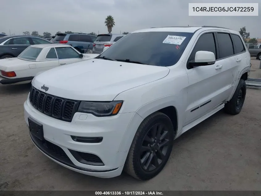 1C4RJECG6JC472259 2018 Jeep Grand Cherokee High Altitude 4X2