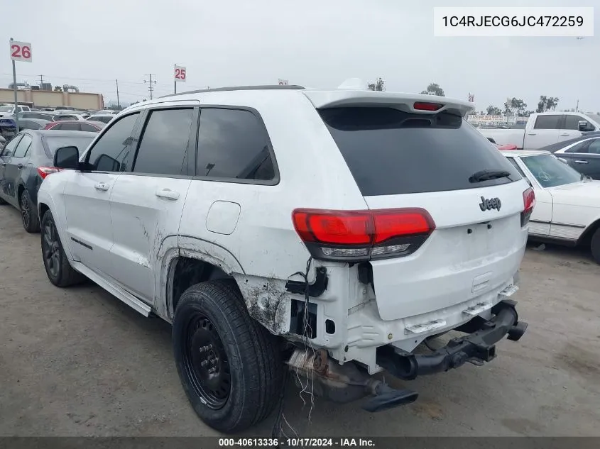 2018 Jeep Grand Cherokee High Altitude 4X2 VIN: 1C4RJECG6JC472259 Lot: 40613336