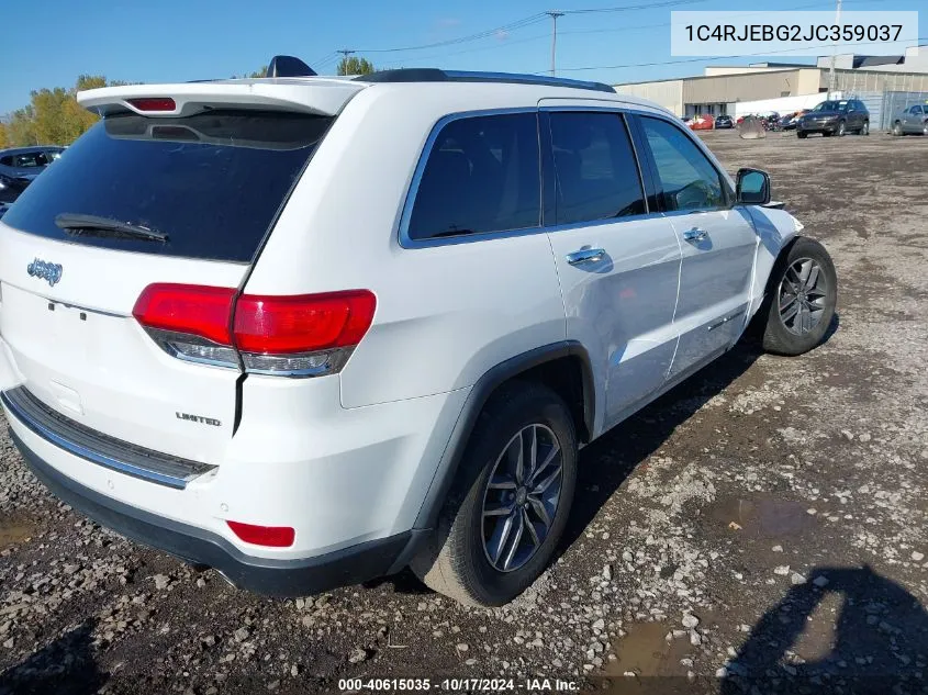 2018 Jeep Grand Cherokee Limited 4X2 VIN: 1C4RJEBG2JC359037 Lot: 40615035