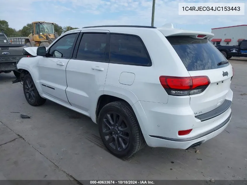 2018 Jeep Grand Cherokee High Altitude 4X2 VIN: 1C4RJECG4JC153443 Lot: 40633674