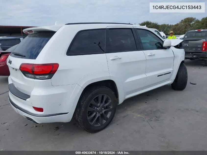 2018 Jeep Grand Cherokee High Altitude 4X2 VIN: 1C4RJECG4JC153443 Lot: 40633674