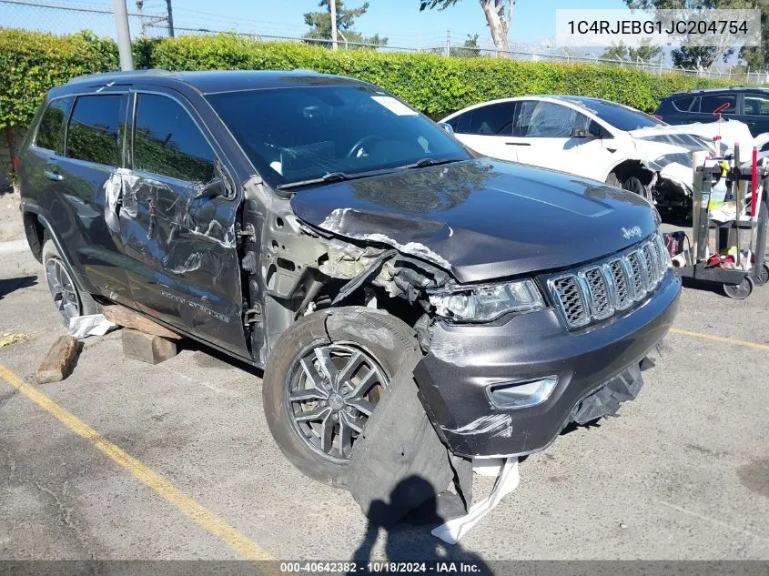 2018 Jeep Grand Cherokee Limited 4X2 VIN: 1C4RJEBG1JC204754 Lot: 40642382