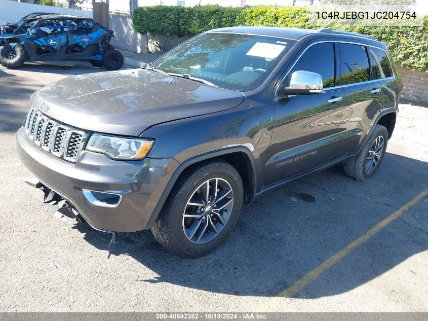 2018 Jeep Grand Cherokee Limited 4X2 VIN: 1C4RJEBG1JC204754 Lot: 40642382