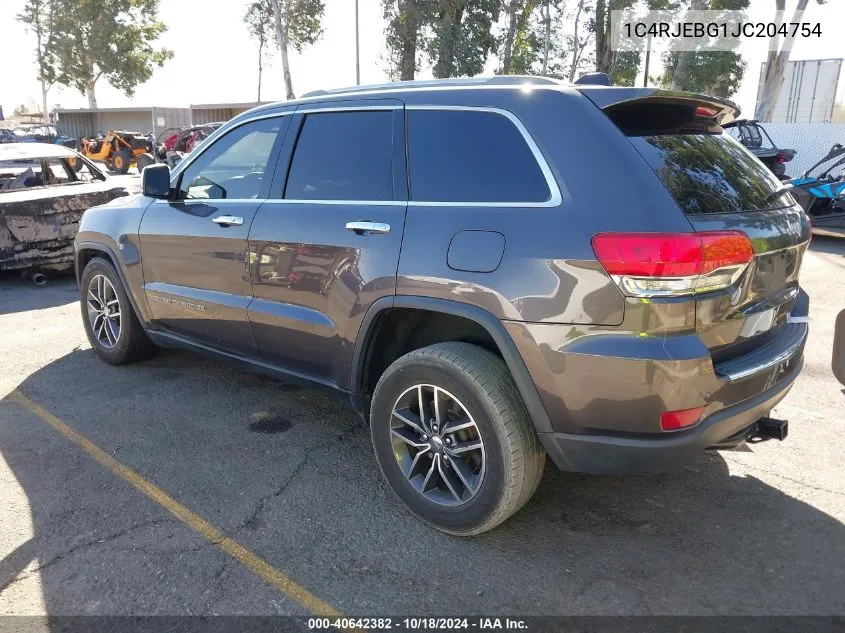 2018 Jeep Grand Cherokee Limited 4X2 VIN: 1C4RJEBG1JC204754 Lot: 40642382