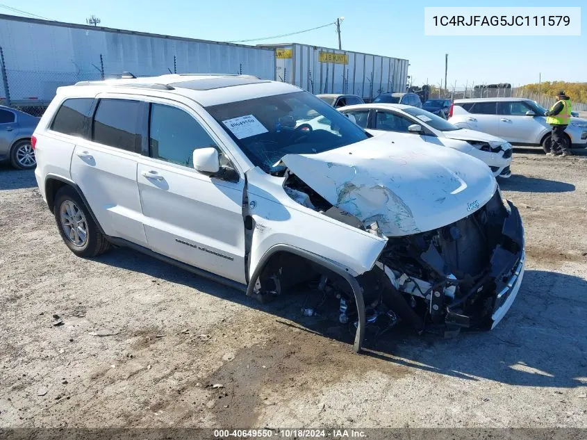 2018 Jeep Grand Cherokee Laredo E 4X4 VIN: 1C4RJFAG5JC111579 Lot: 40649550