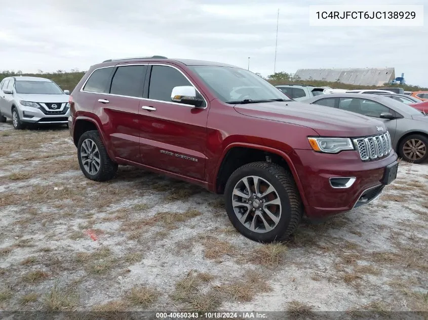 2018 Jeep Grand Cherokee Overland 4X4 VIN: 1C4RJFCT6JC138929 Lot: 40650343