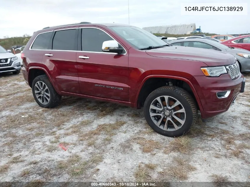 2018 Jeep Grand Cherokee Overland 4X4 VIN: 1C4RJFCT6JC138929 Lot: 40650343