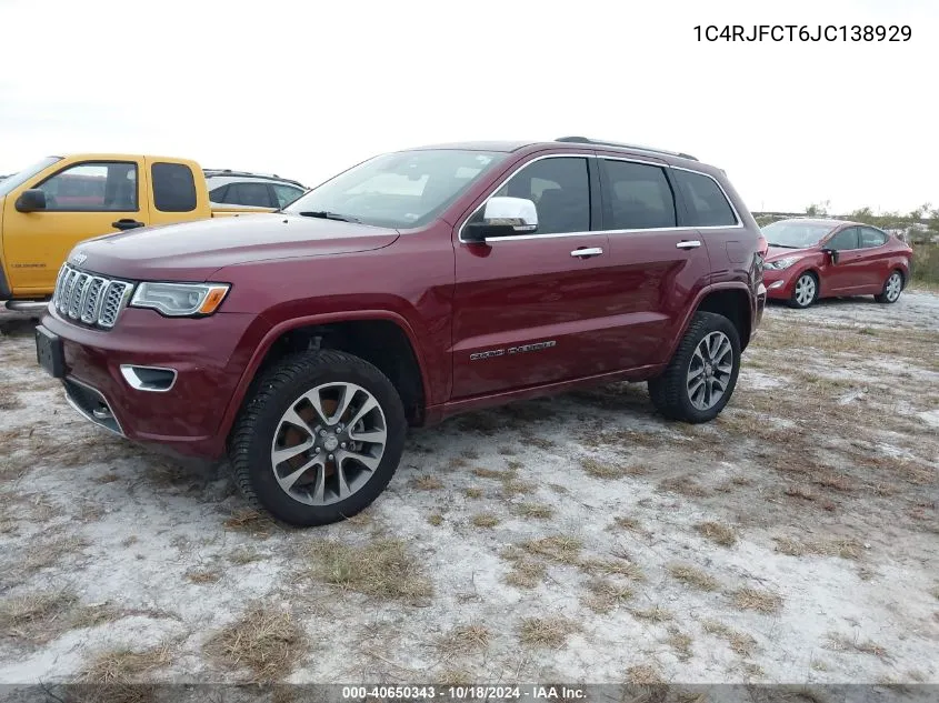 2018 Jeep Grand Cherokee Overland 4X4 VIN: 1C4RJFCT6JC138929 Lot: 40650343