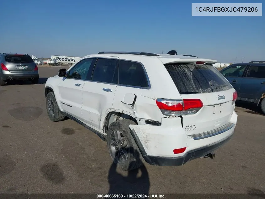 2018 Jeep Grand Cherokee Limited 4X4 VIN: 1C4RJFBGXJC479206 Lot: 40665169